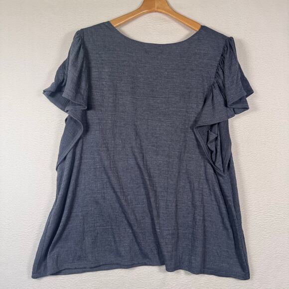 Max Studio Women's Plus Size 2X Flutter Sleeve Crinkle Jersey Knit Top Casual - Picture 5 of 10